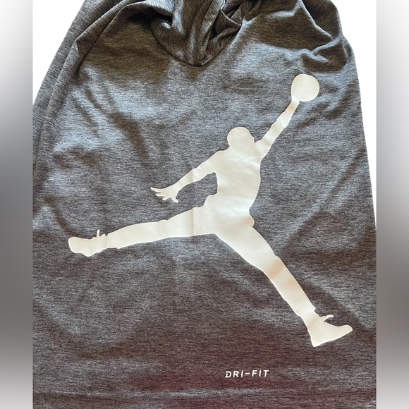 Air Jordan Dri-Fit Hoodie Boys Gray Long Sleeve Pullover Size 10/12 - Picture 8 of 9